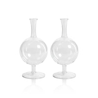 Lillian Glass Footed Vase, Round, Set 2 - Vase Side View | Bone & Brass