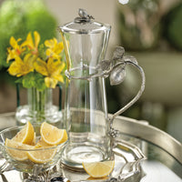 Limón Agria Pewter & Glass Pitcher Lid - Pitcher Handle Detail | Bone & Brass