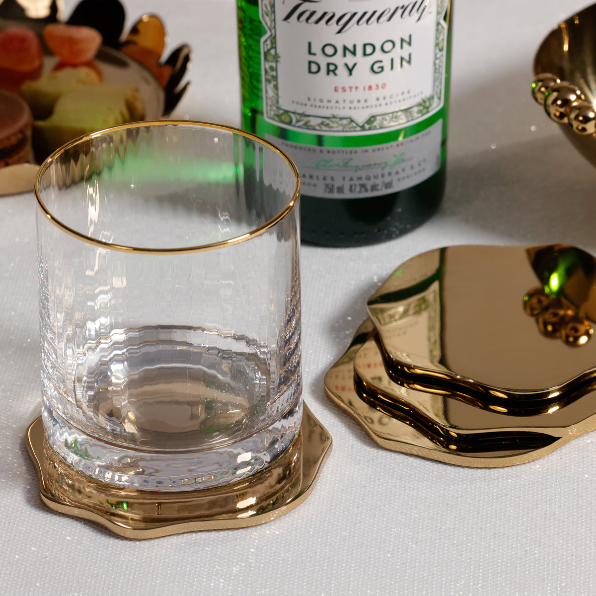 Lina Polished Nickel Coasters, Set 4 - Coaster Detail | Bone & Brass