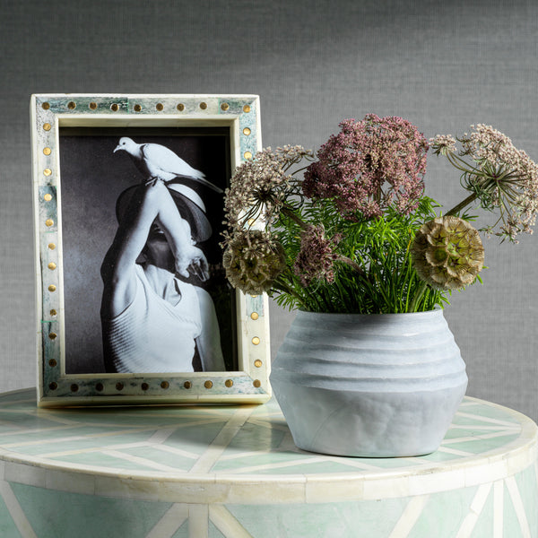 Lindau Ivory & Green Bone Inlay Photo Frame 5x7 - Frame Detail | Bone & Brass