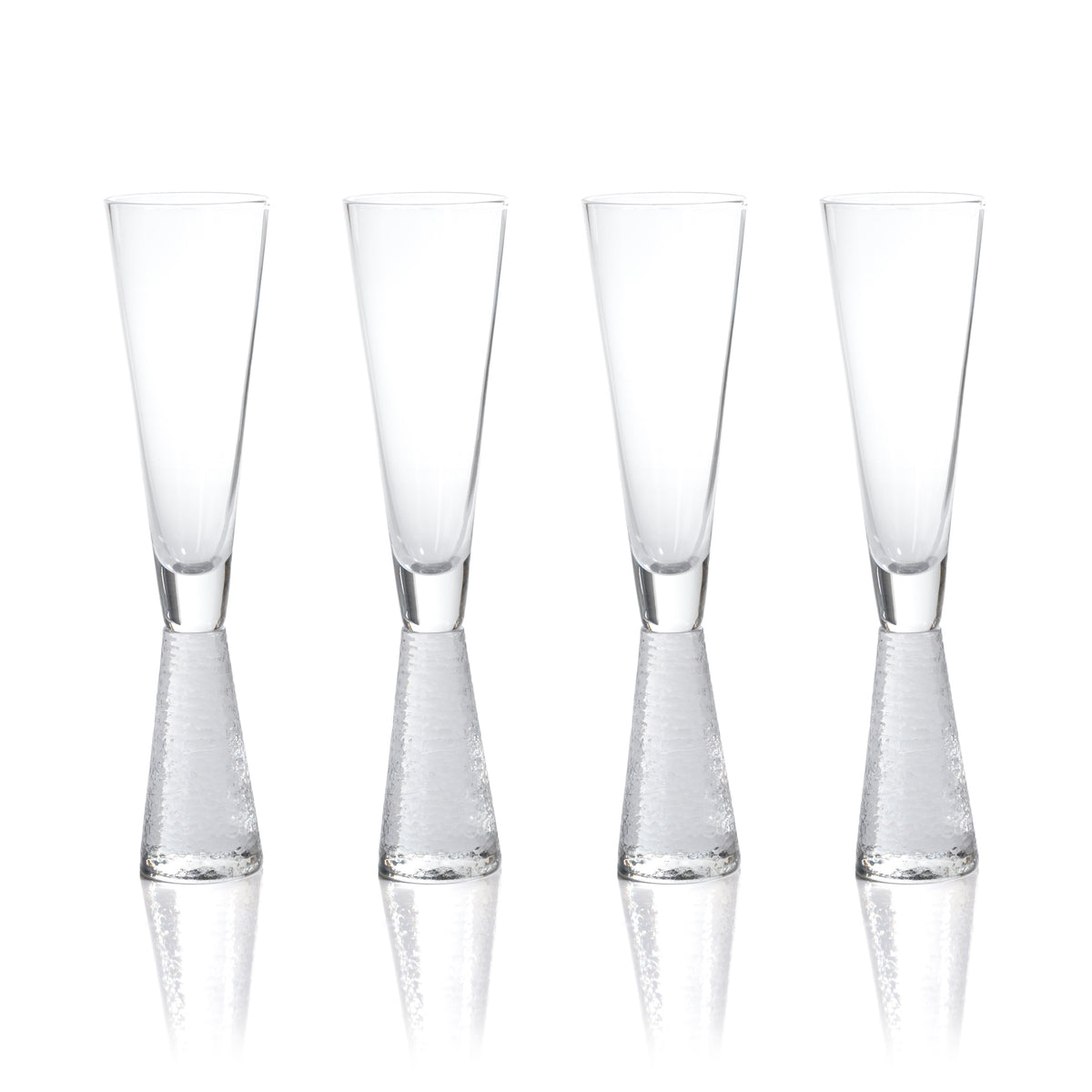 Livine Hammered Stem Champagne Flutes, Set of 4 - Glass View | Bone & Brass