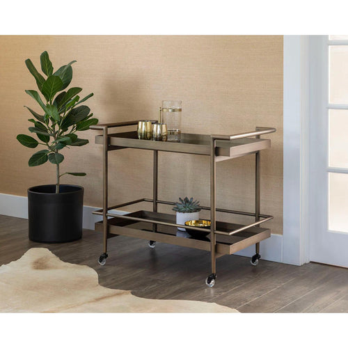 Livingston Antique Brass Bar Cart - Bar Cart Detail | Bone & Brass