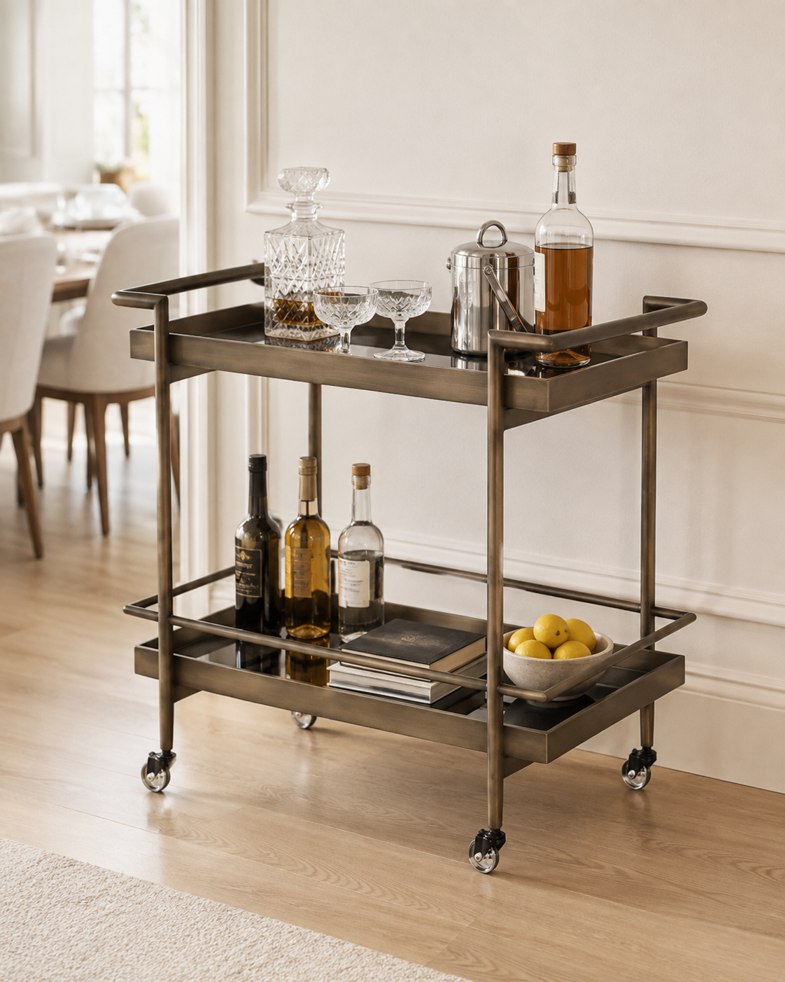 Livingston Bar Cart Antique Brass