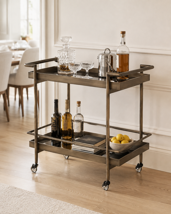 Livingston Bar Cart Antique Brass
