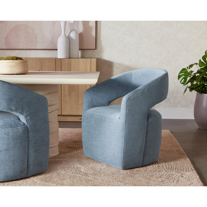 Lloret Rolling Dining Armchair - Danny Iceberg - Chair Side View | Bone & Brass