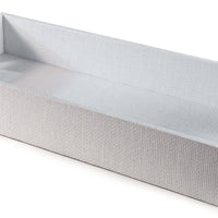 Small white Logia rectangle tray with textured woven material and rope-wrapped handles, ideal for coastal decor.