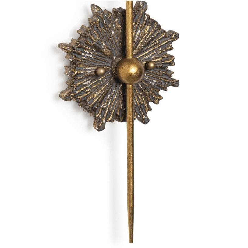 Louis Sconce Single: ornate antique-inspired birch wood body with a hand-painted gold finish.