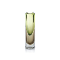 Luarca Amber & Green Artistry Cylinder Glass Vase | Bone & Brass