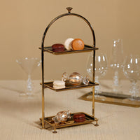 Lucente High Tea Polished Gold 3-Tier Serving Stand - Tray Detail | Bone & Brass