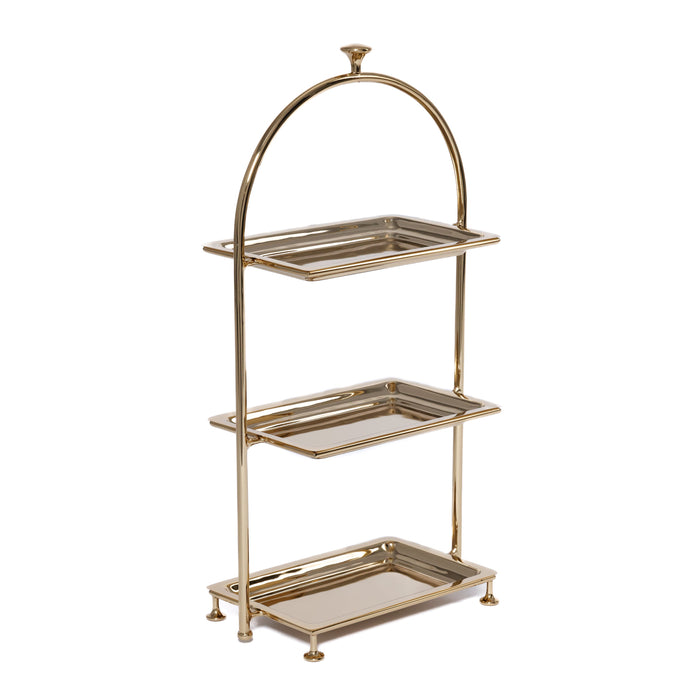 Lucente High Tea Polished Gold 3-Tier Serving Stand | Bone & Brass
