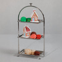 Lucente High Tea Polished Nickel 3-Tier Serving Stand - Tray Detail | Bone & Brass