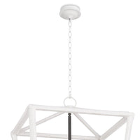 Medium Luella Lantern with textured white finish and blackened brass candelabra lighting.