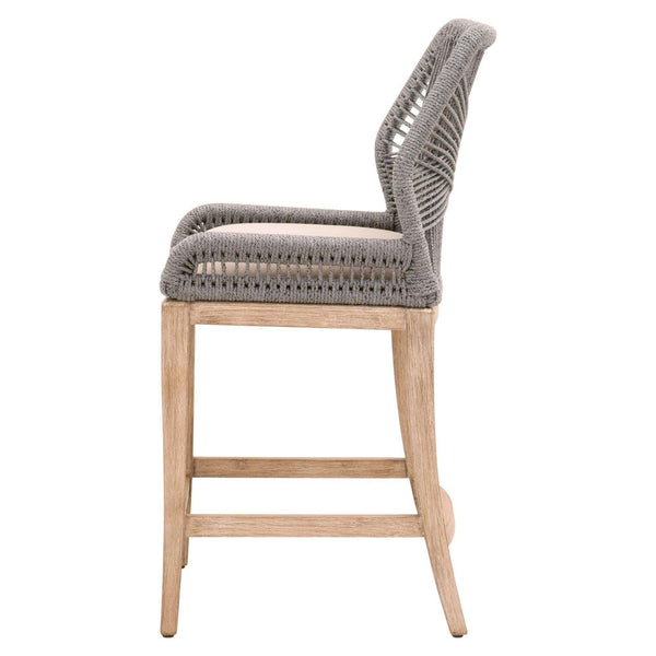 Lulu Platinum Rope Counter Stool - Stool Side View | Bone & Brass