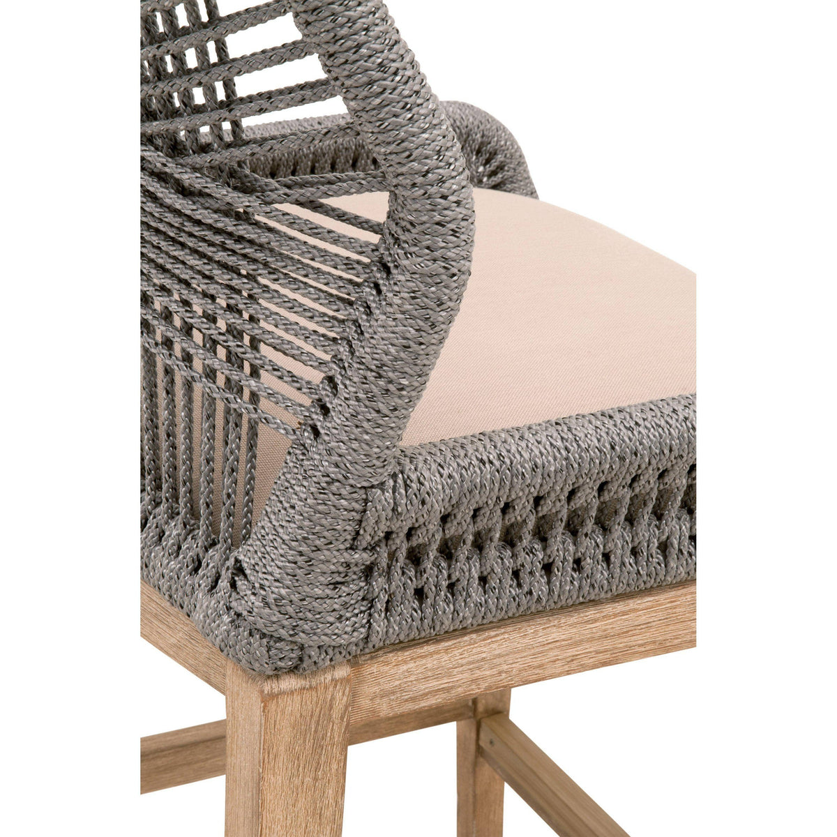 Lulu Platinum Rope Counter Stool - Stool View | Bone & Brass