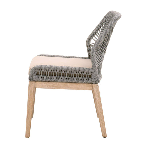 Lulu Platinum Rope Dining Chair, Set 2 - Chair Side View | Bone & Brass