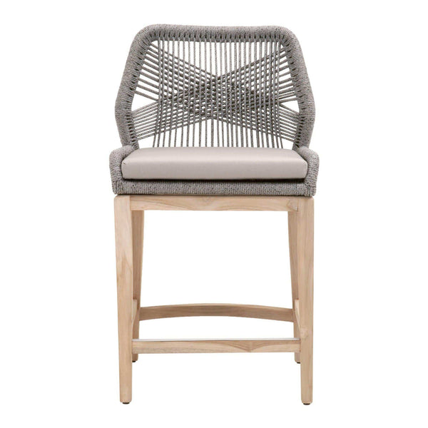 Lulu Platinum Rope Outdoor Counter Stool - Outdoor Stool Side View | Bone & Brass