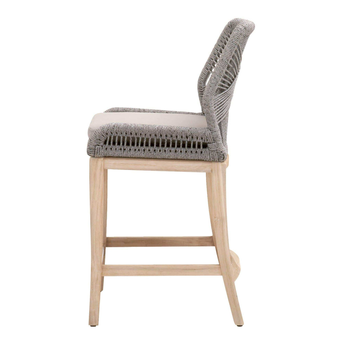 Lulu Platinum Rope Outdoor Counter Stool - Outdoor Stool Detail | Bone & Brass