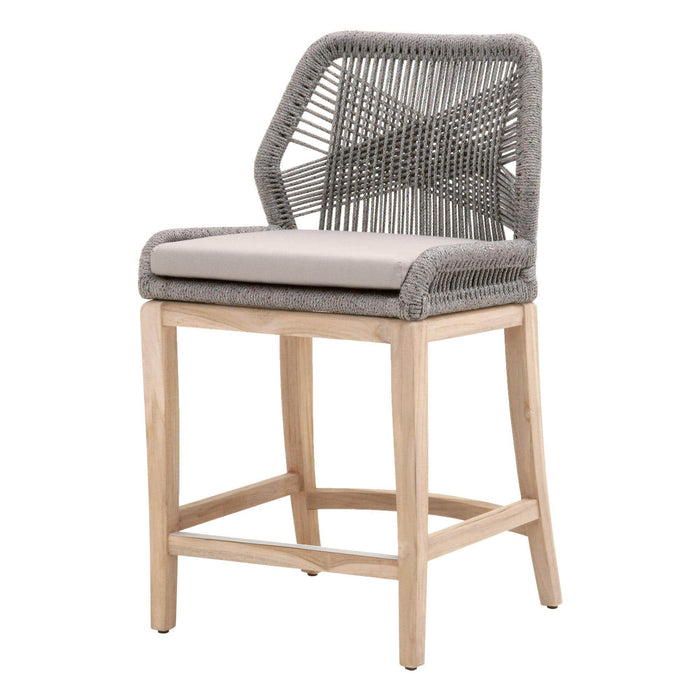 Lulu Platinum Rope Outdoor Counter Stool | Bone & Brass