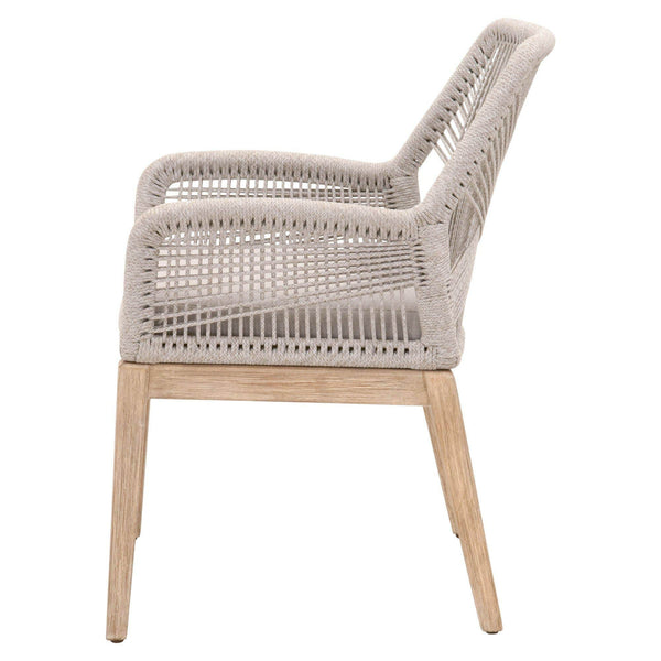 Lulu Taupe Rope Arm Chair, Set 2 - Chair Side View | Bone & Brass
