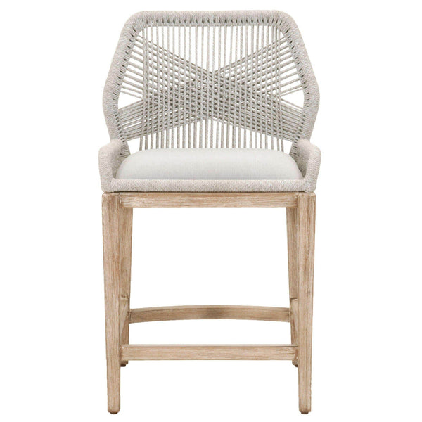 Lulu Taupe Rope Counter Stool - Stool Side View | Bone & Brass