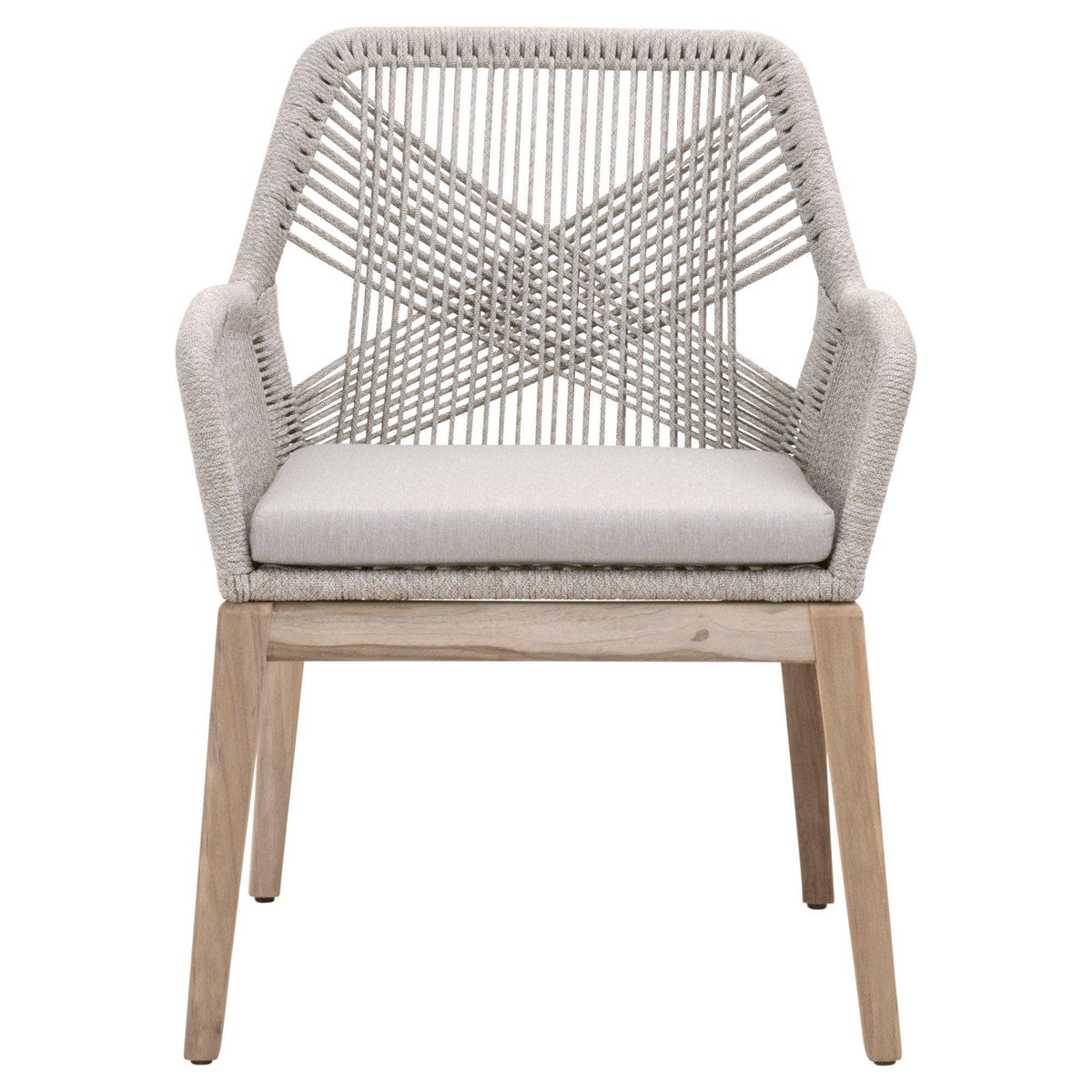 Lulu Taupe Rope Outdoor Arm Chair, Set 2 - Outdoor Chair Side View | Bone & Brass