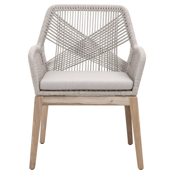 Lulu Taupe Rope Outdoor Arm Chair, Set 2 - Outdoor Chair Side View | Bone & Brass