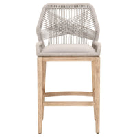 Lulu Taupe Rope Teak Barstool - Stool Side View | Bone & Brass
