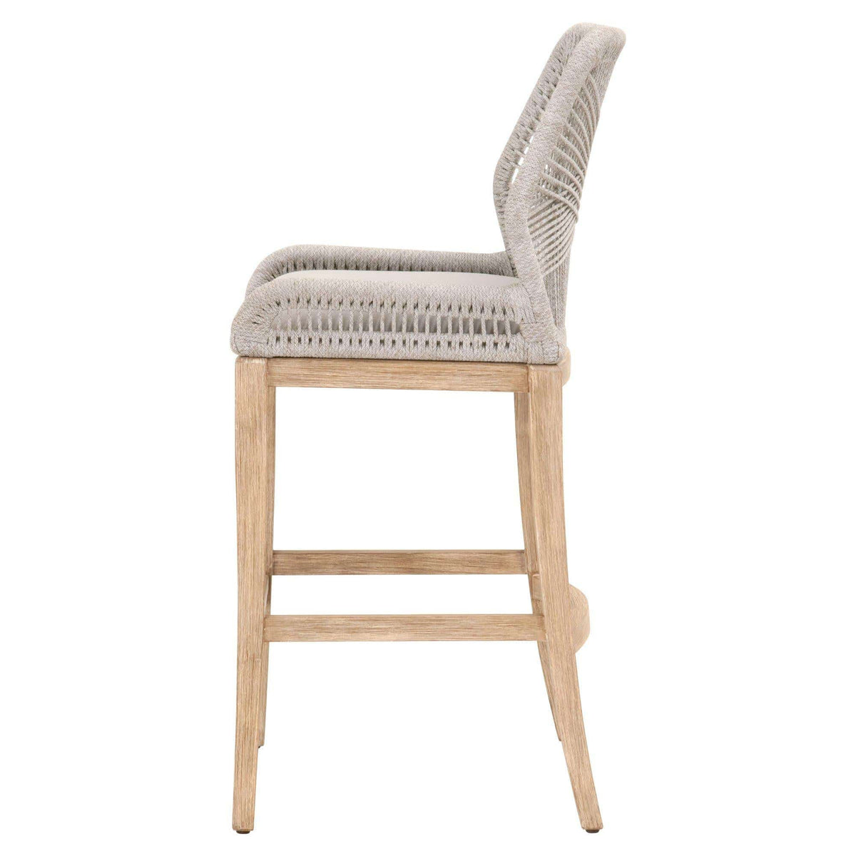 Lulu Taupe Rope Teak Barstool - Stool Detail | Bone & Brass
