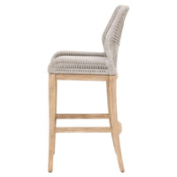 Lulu Taupe Rope Teak Barstool - Stool Detail | Bone & Brass