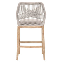 Lulu Taupe Rope Teak Barstool - Stool Seat Detail | Bone & Brass