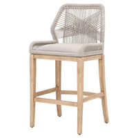 Lulu Taupe Rope Teak Barstool | Bone & Brass