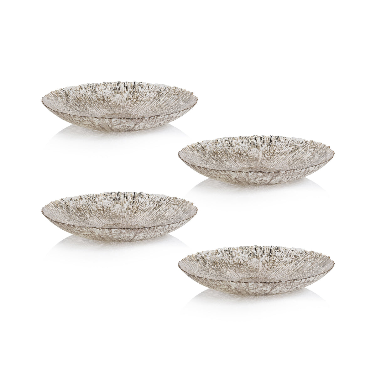 Luminara Golden Silver Dinner Glass Bowls, Set 4 - Bowl Top View | Bone & Brass
