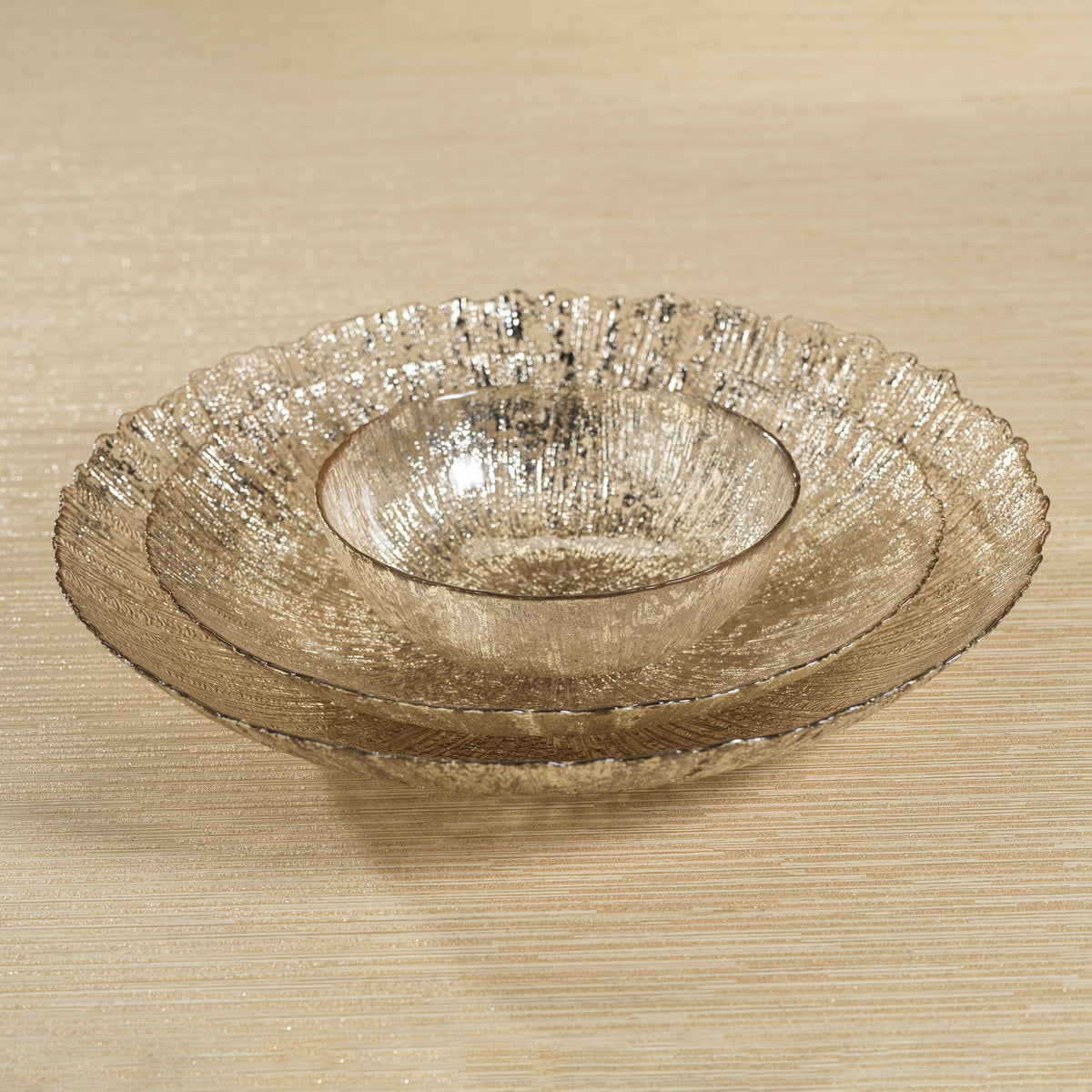 Luminara Golden Silver Fusion Glass Bowls, Set 4 - Bowl Detail | Bone & Brass