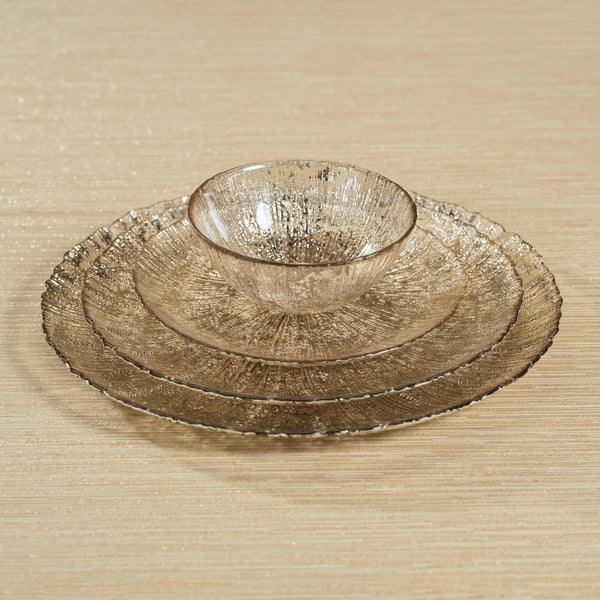 Luminara Golden Silver Fusion Glass Plate 11" Set 6 - Plate Detail | Bone & Brass