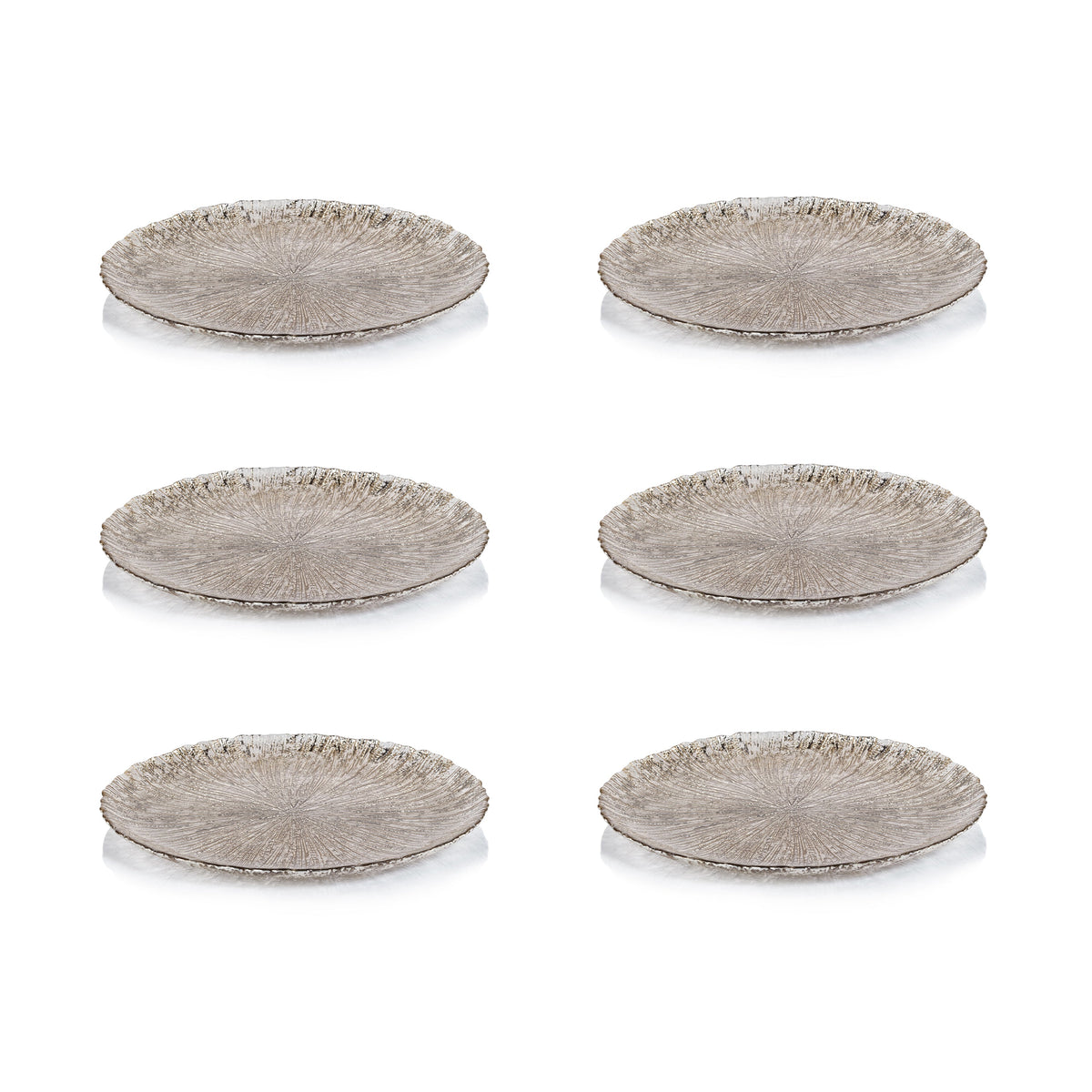Luminara Golden Silver Fusion Glass Plate 11" Set 6 - Plate Top View | Bone & Brass