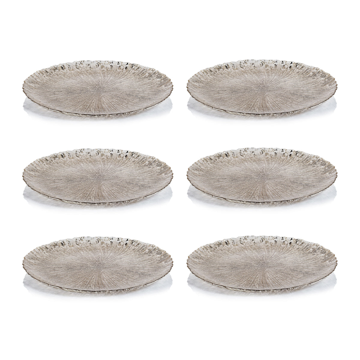 Luminara Golden Silver Fusion Glass Plate 13" Set 6 - Plate Top View | Bone & Brass
