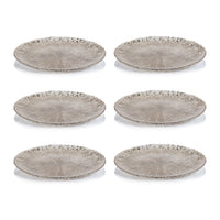Luminara Golden Silver Fusion Glass Plate 13" Set 6 - Plate Top View | Bone & Brass