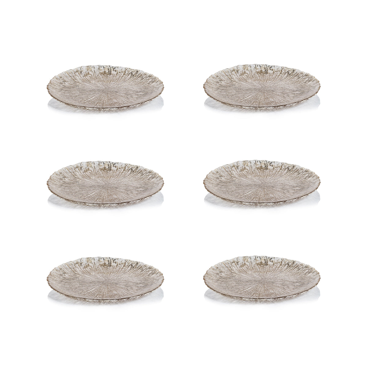 Luminara Golden Silver Fusion Glass Plate 8.25" Set 6 - Plate Top View | Bone & Brass