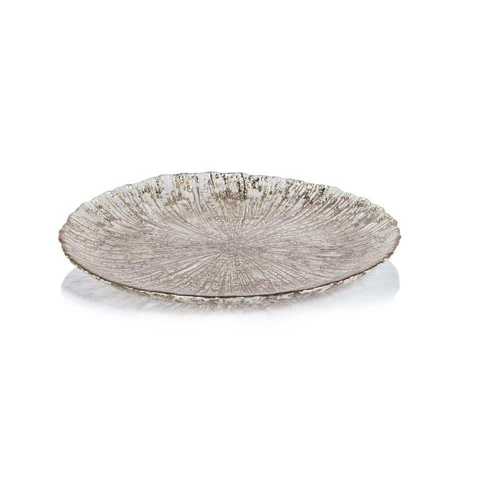 Luminara Golden Silver Fusion Glass Plate 8.25" Set 6 | Bone & Brass