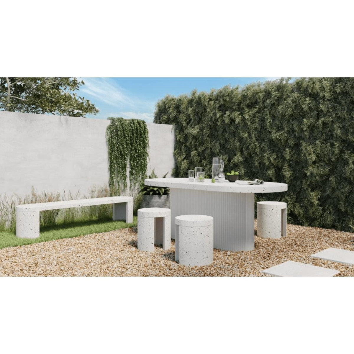 Lyon Terrazzo Outdoor Dining Table - Table Side View | Bone & Brass