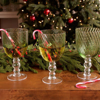Glass French Swirl All Purpose Set 4 (Green) - Glass View | Bone & Brass