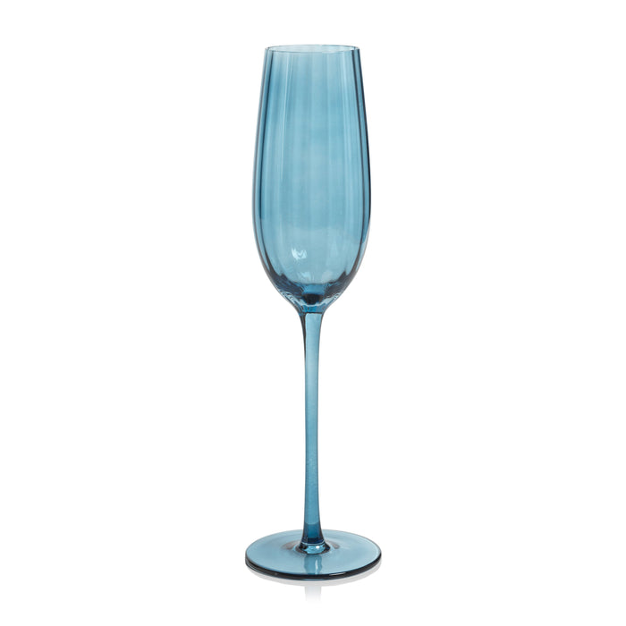 Madden Blue Champagne Flutes, Set 4 | Bone & Brass