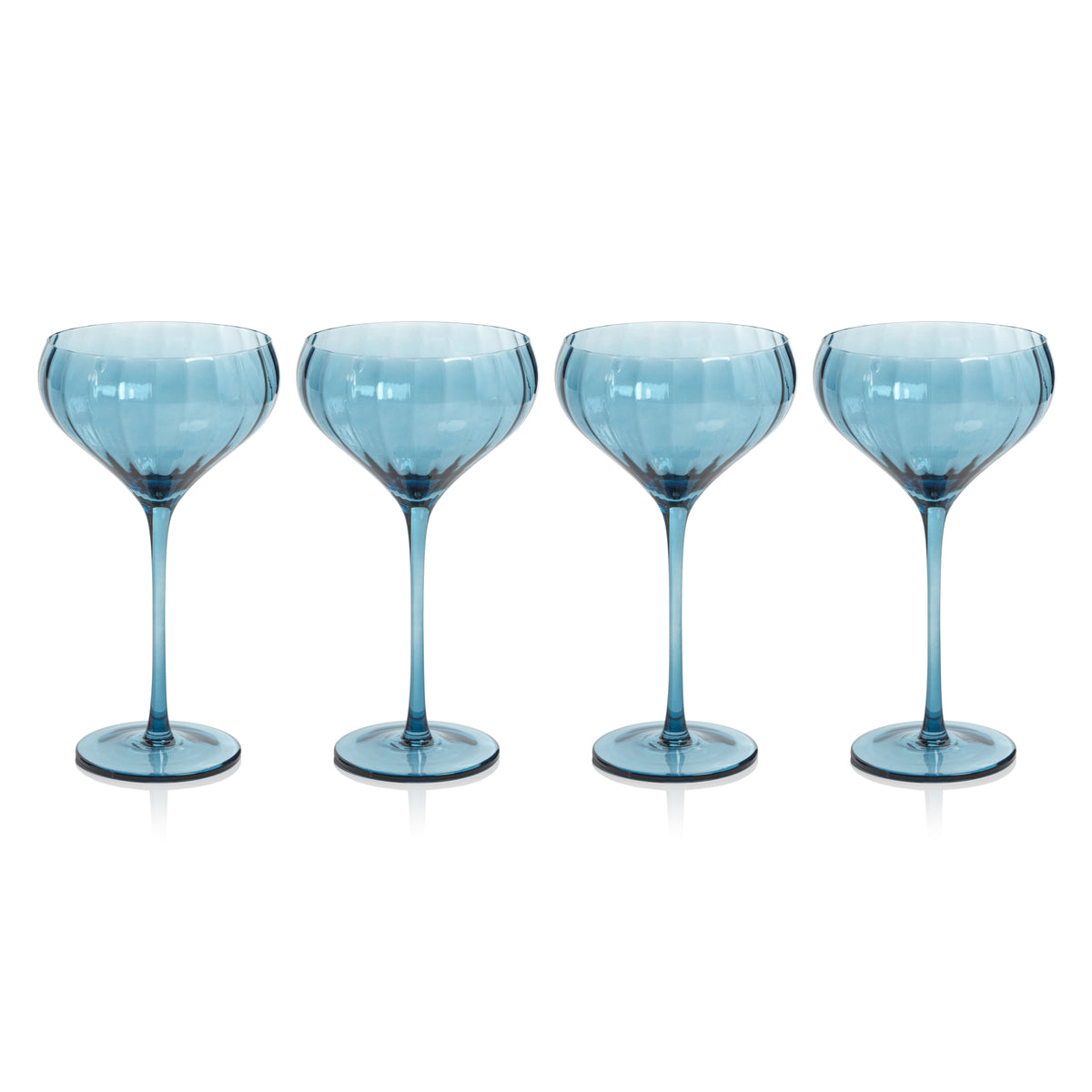 Madden Blue Cocktail Glasses, Set 4 - Glass Side View | Bone & Brass