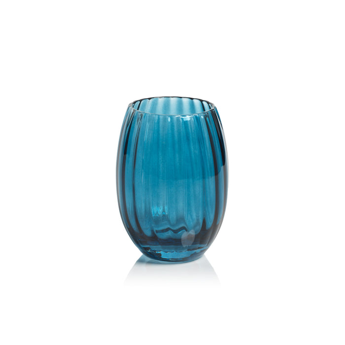 Madden Blue Stemless Glasses, Set of 4 | Bone & Brass