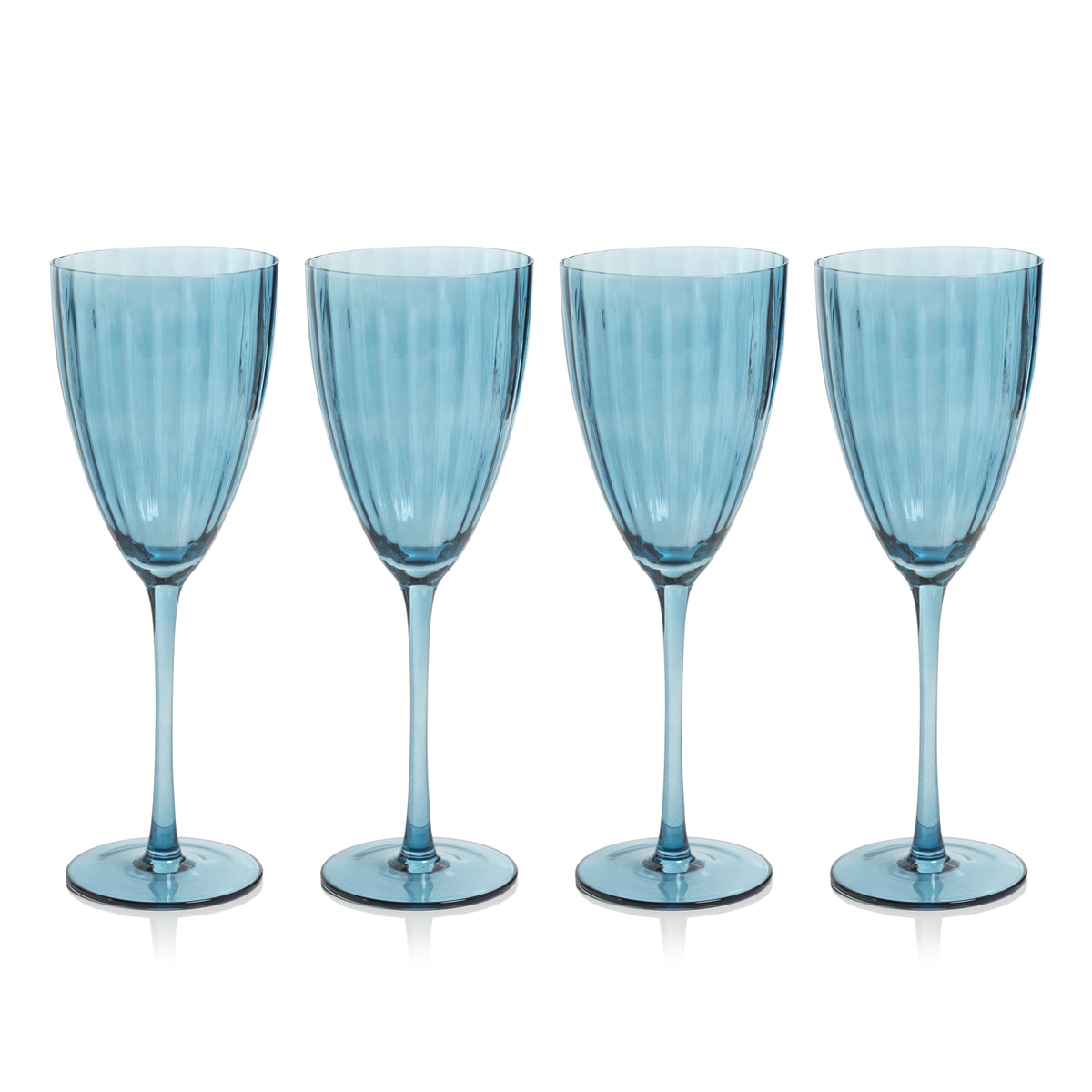 Madden Blue White Wine Glasses, Set 4 - Glass Stem Detail | Bone & Brass