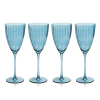 Madden Blue White Wine Glasses, Set 4 - Glass Stem Detail | Bone & Brass