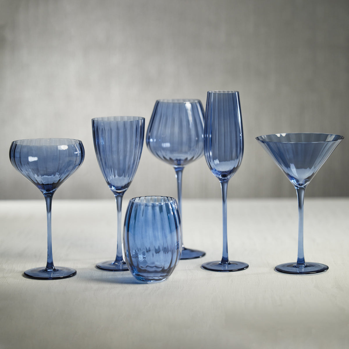 Madden Blue White Wine Glasses, Set 4 - Glass Bowl Detail | Bone & Brass