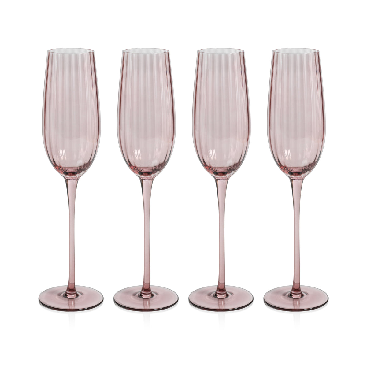 Madden Blush Champagne Flutes, Set 4 - Glass Stem Detail | Bone & Brass