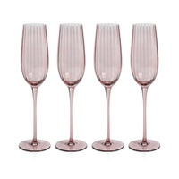 Madden Blush Champagne Flutes, Set 4 - Glass Stem Detail | Bone & Brass