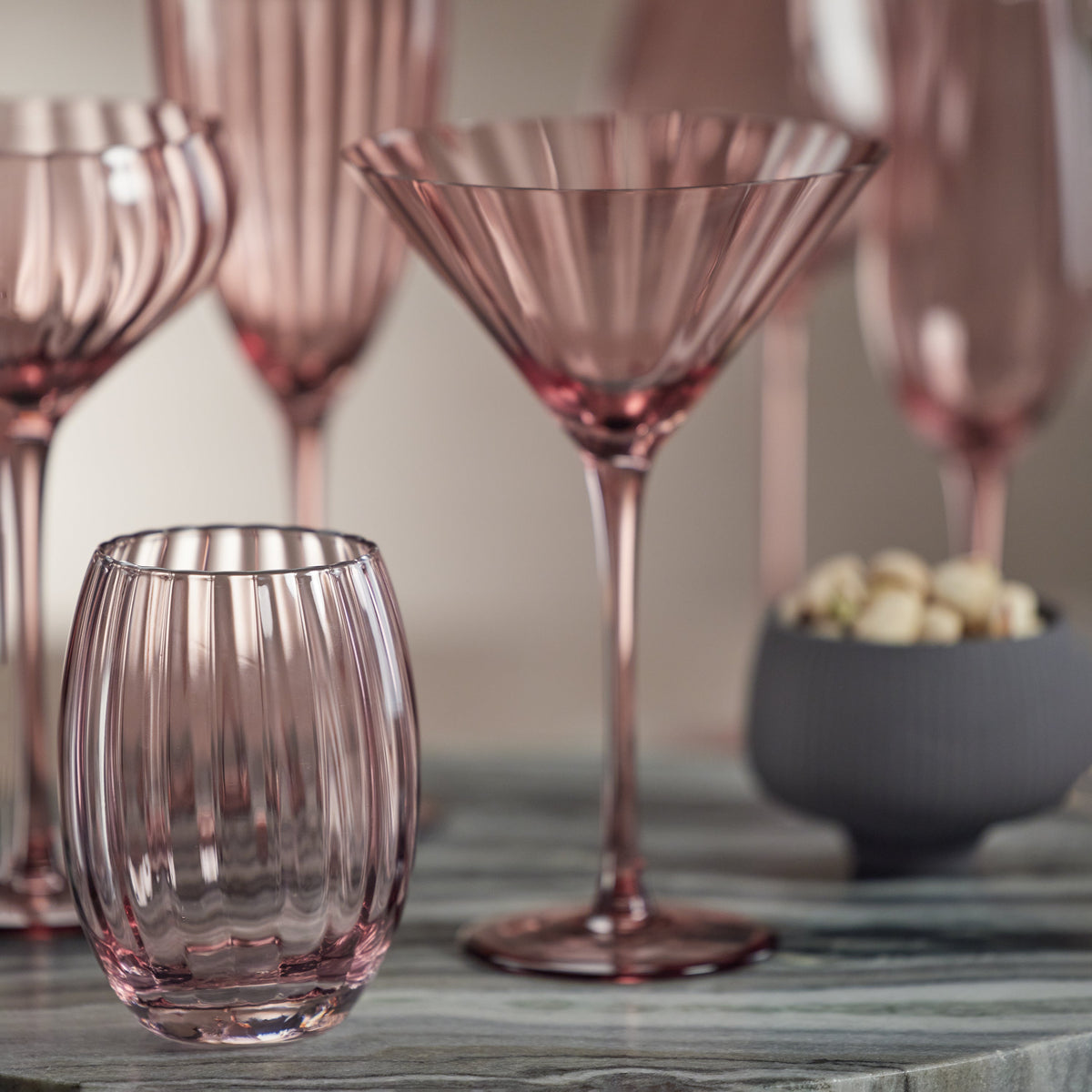 Madden Blush Martini Glasses, Set 4 - Glass View | Bone & Brass